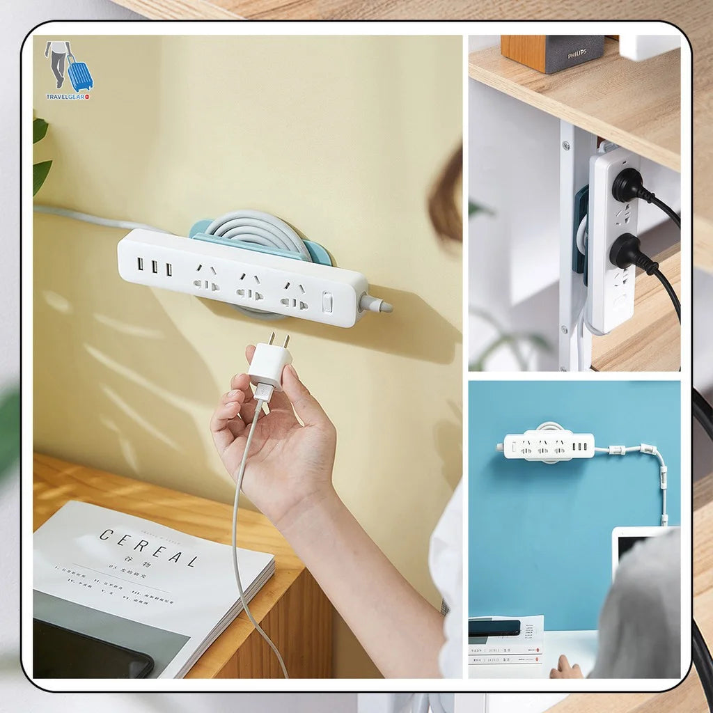 Self-Adhesive Power Strip Holder with Cable Organizer