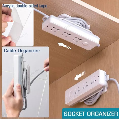 Self-Adhesive Power Strip Holder with Cable Organizer