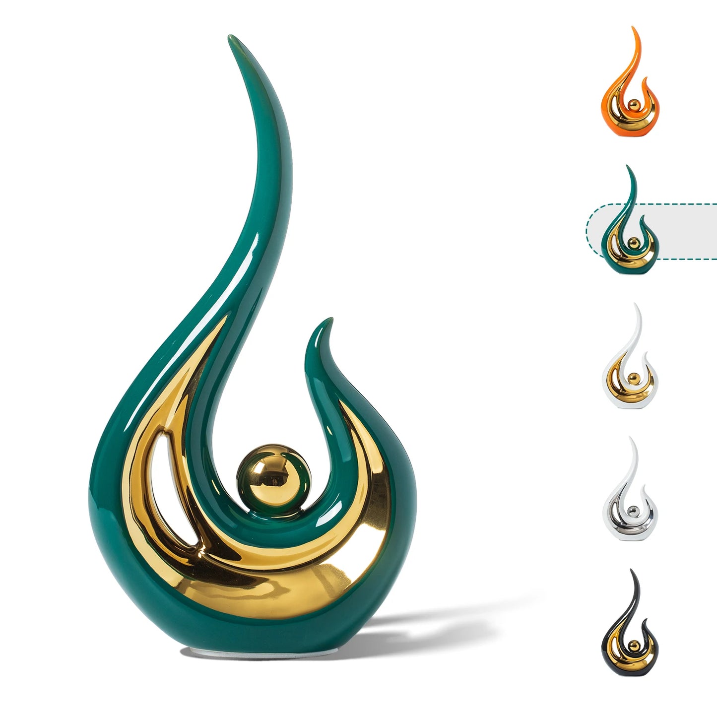 Abstract Orange Gold Ceramic Statue