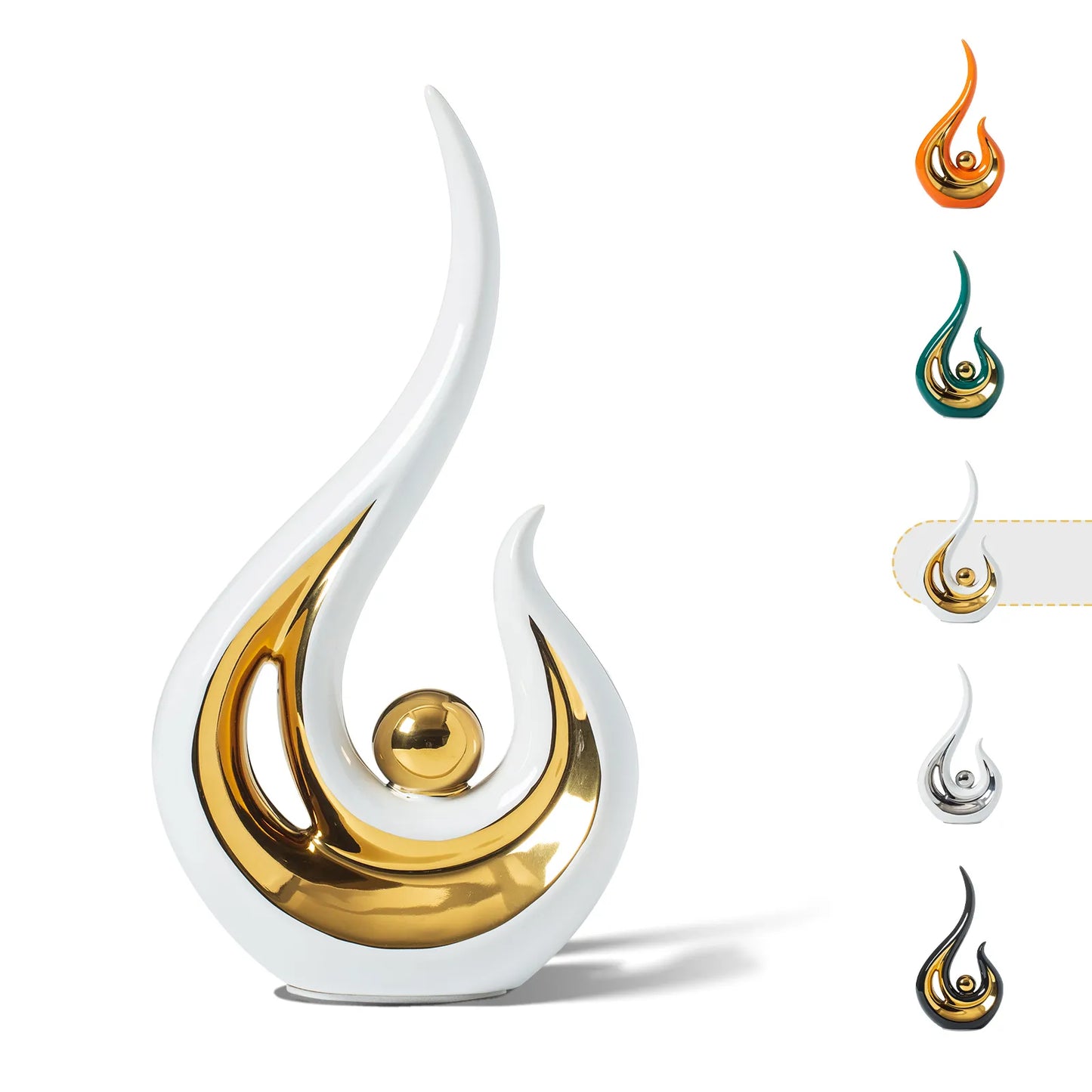 Abstract Orange Gold Ceramic Statue