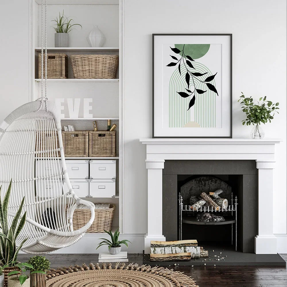 Geometric Minimalist Leaf Abstract Wall Art