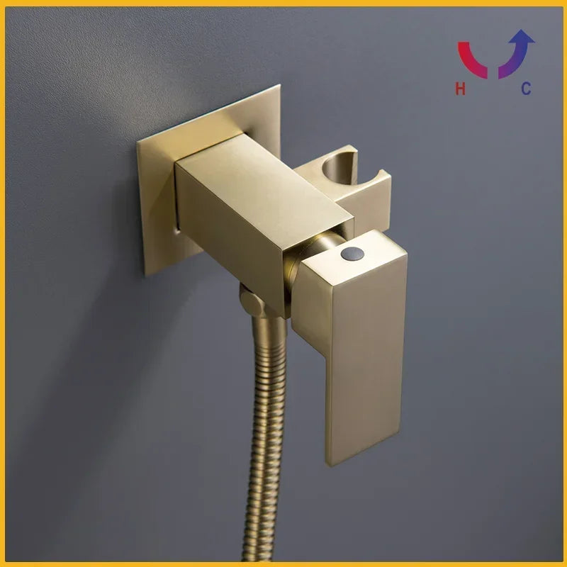Hand-Held Square Spray Gun Brass Toilet Bidet
