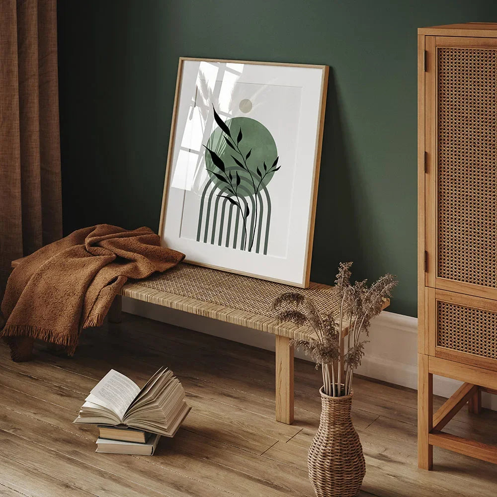 Geometric Minimalist Leaf Abstract Wall Art