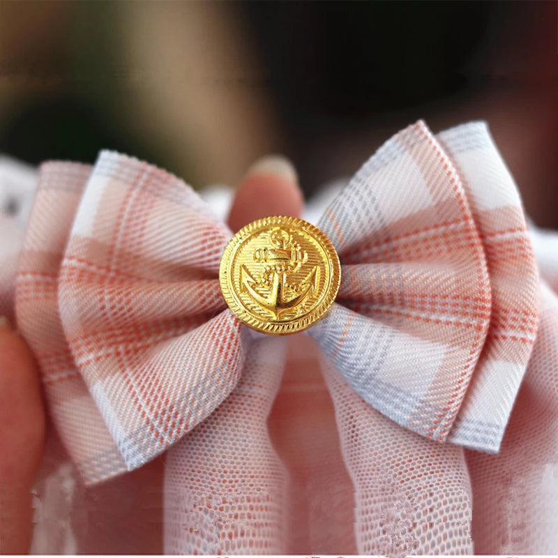 Pink Plaid Ribbon Pet Bib Bowtie