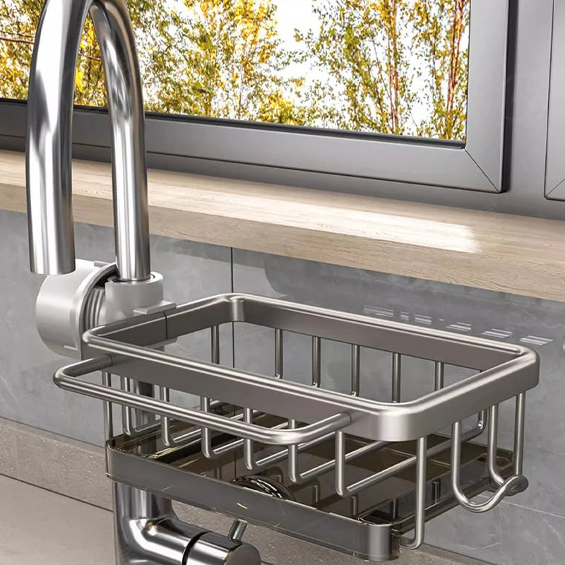 Aluminum Sink Faucet Storage Rack