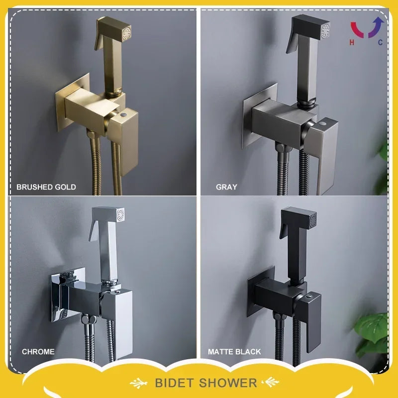 Hand-Held Square Spray Gun Brass Toilet Bidet