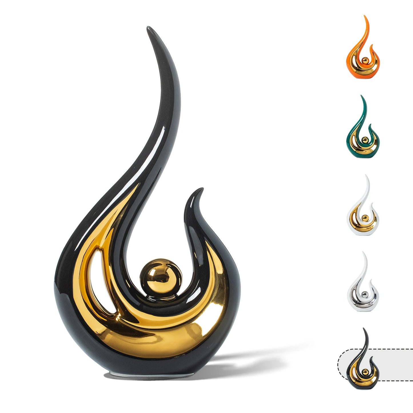 Abstract Orange Gold Ceramic Statue