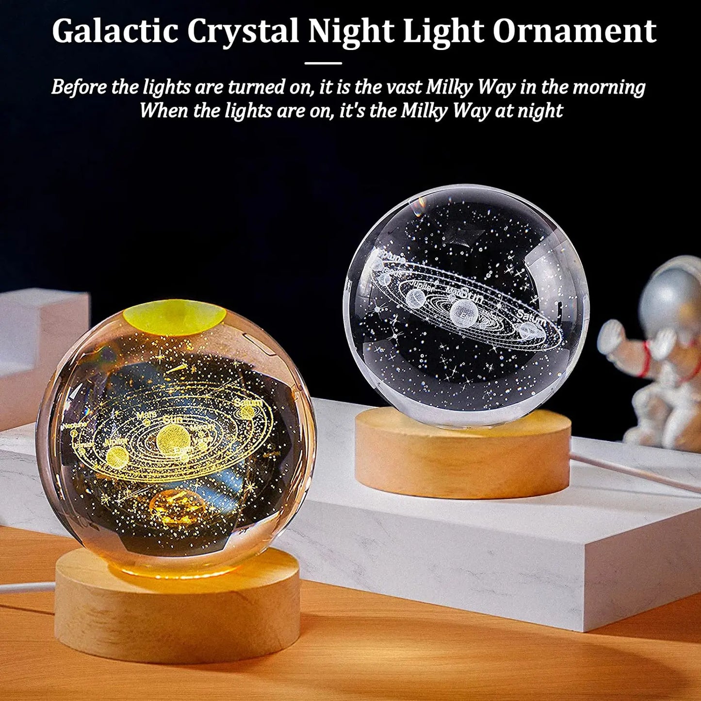 USB LED Night Light, Galaxy Crystal Ball, Table Lamp