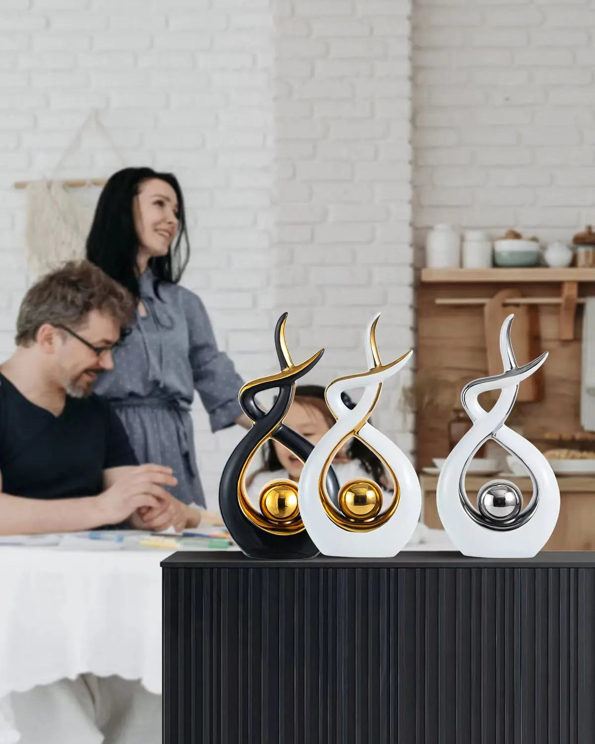 Abstract Orange Gold Ceramic Statue