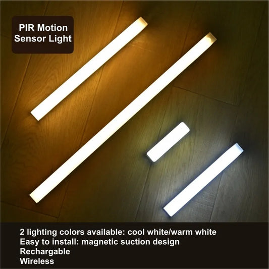 USB Rechargeable PIR Motion Sensor LED Bar Lights, Dimmable