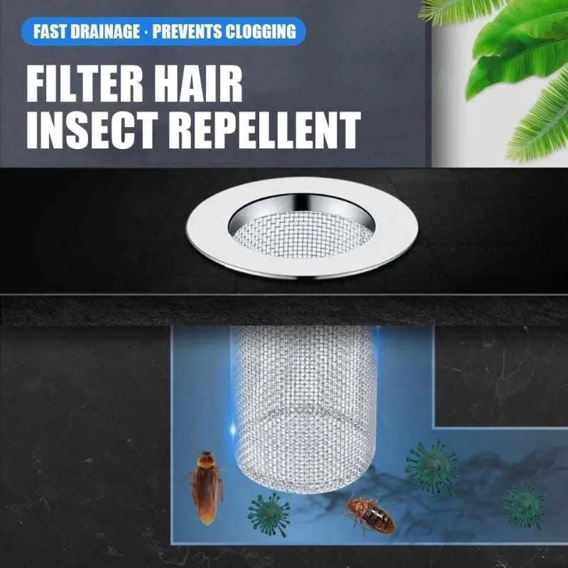 Stainless Steel Mesh Sink Strainer: Anti-Clog Drain Filter for Kitchen, Bathroom, Bathtub, and Shower