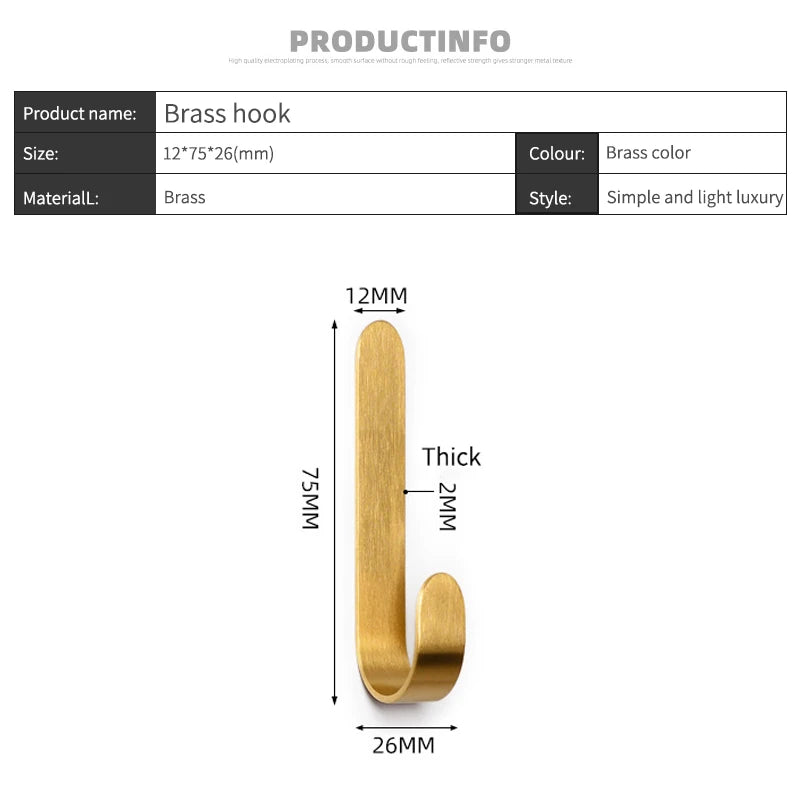 Bathroom Brass Wall Hooks